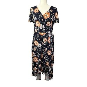 🔥 By & By Floral Faux Wrap High Low Dress XXL EUC! 🔥